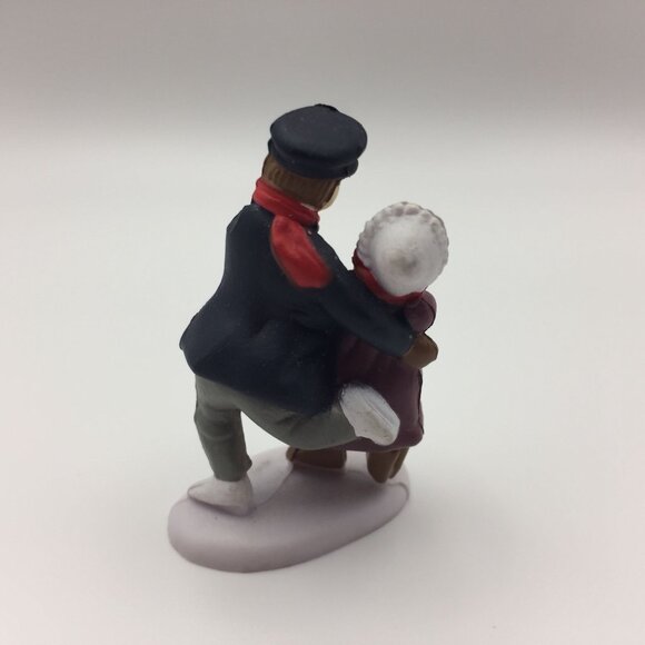 Set of 4 Christmas Village People Figures Santa Mrs. Claus Skaters Man Elf Tree - Picture 5 of 10